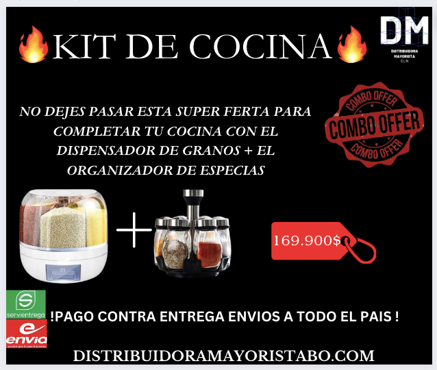 🔥Kit de cocina (dispensador de granos y organizador de especias) 🔥